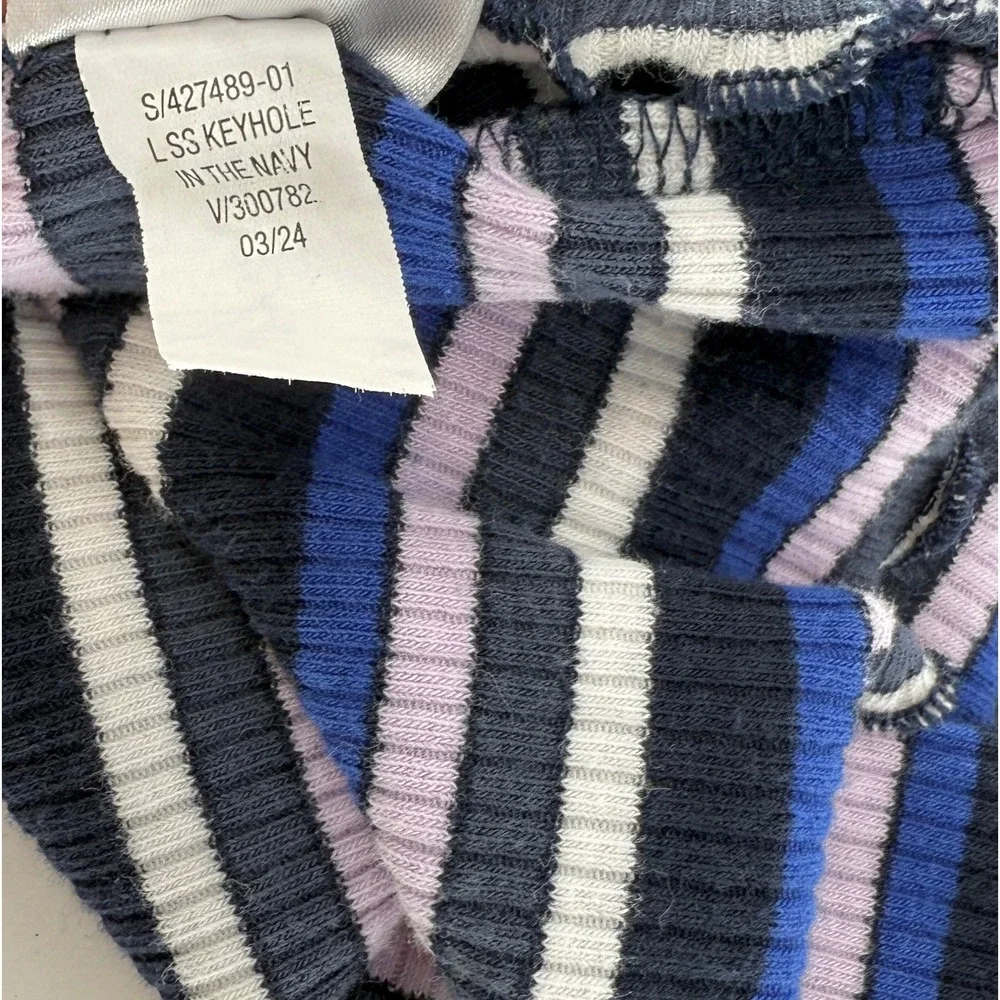 Old Navy Girls' Striped Ribbed Keyhole Top - Black Blue Purple - Size S (6-7)‎